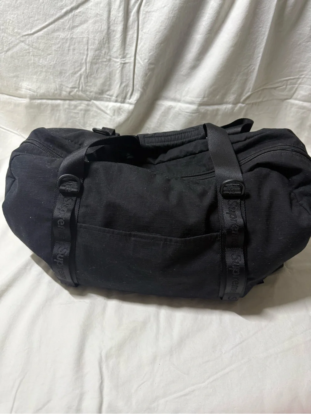 Supreme Black Duffel Bag with Box Logo Patch
